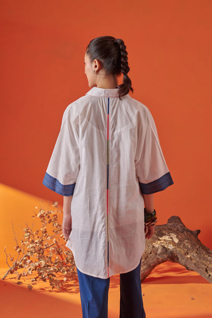 Arlo White Drop Shoulder Long Shirt