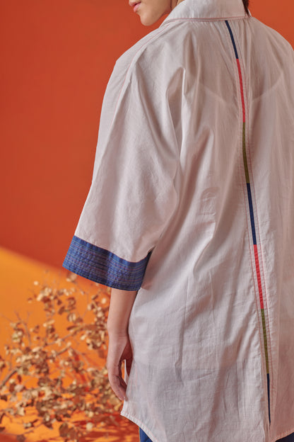 Arlo White Drop Shoulder Long Shirt