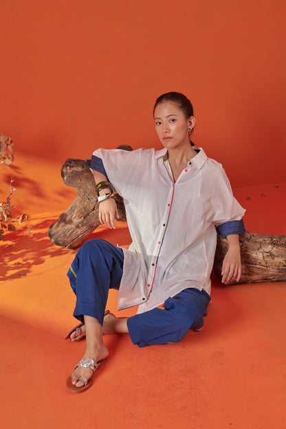 Arlo White Drop Shoulder Long Shirt