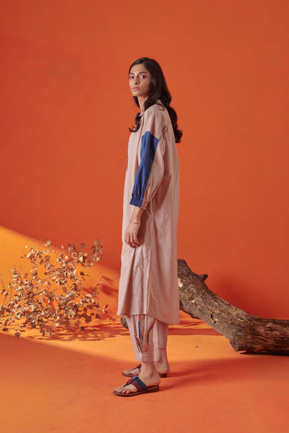 Inara Beige Kurta Style Shirt Dress