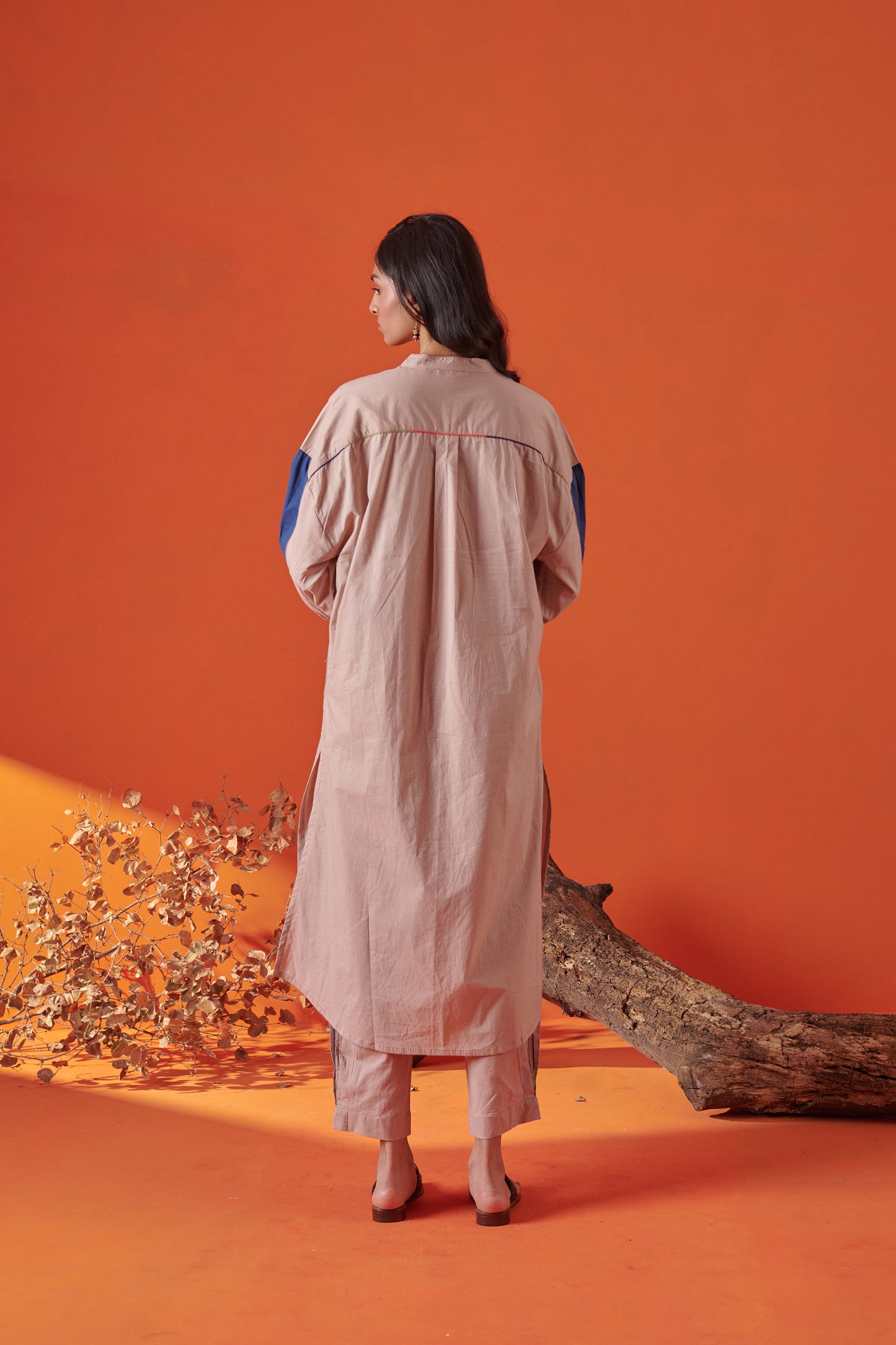 Inara Beige Kurta Style Shirt Dress