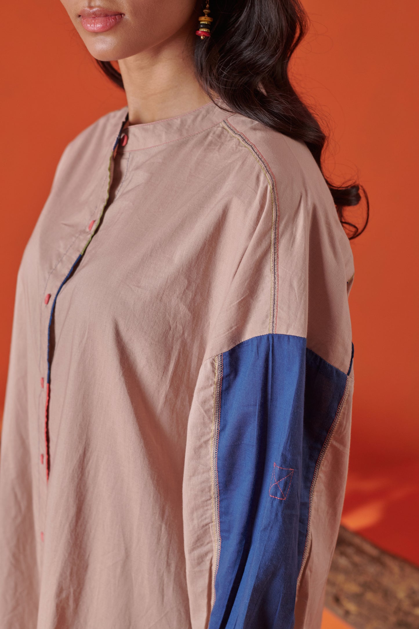 Inara Beige Kurta Style Shirt Dress