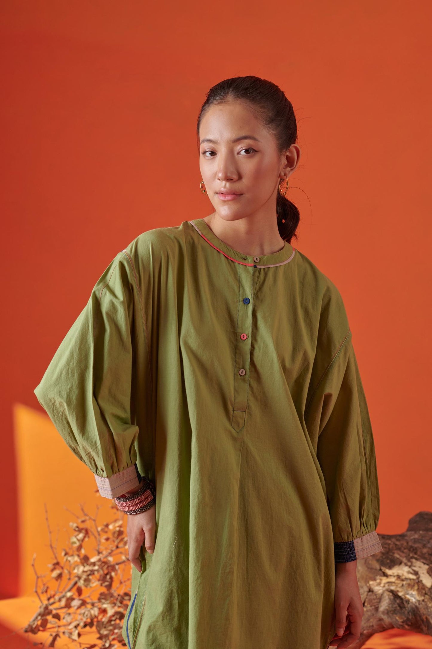 Bella Green Asymmetric Tunic