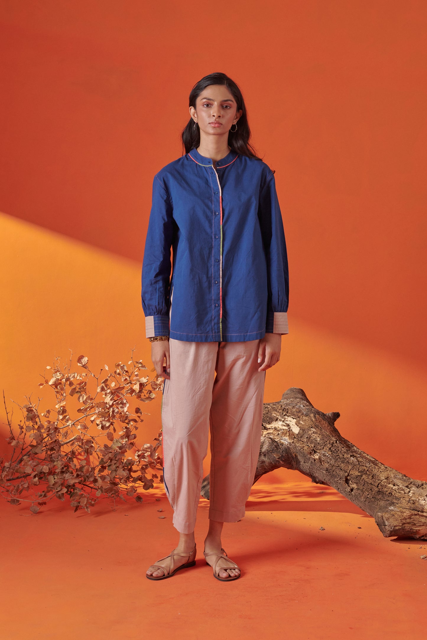 Theo Blue Rounded Hem Shirt