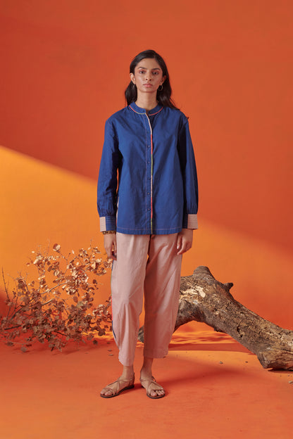 Theo Blue Rounded Hem Shirt