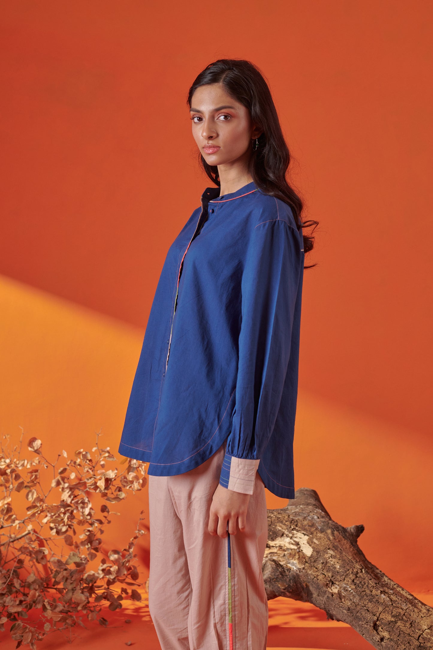 Theo Blue Rounded Hem Shirt