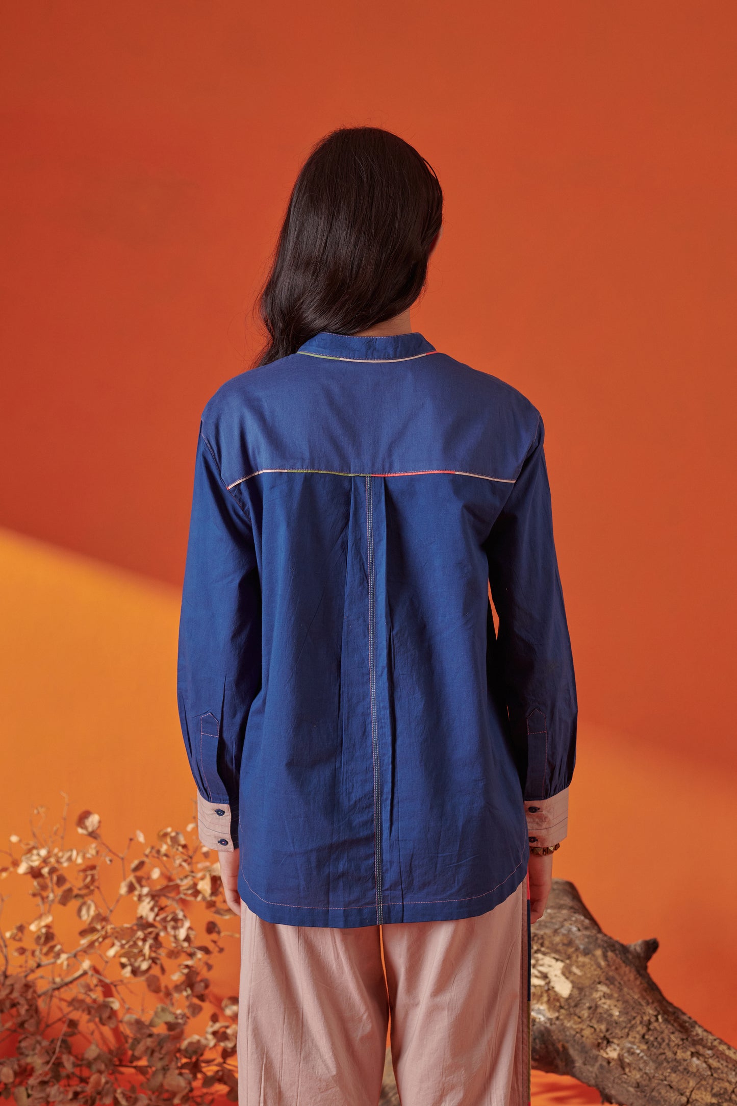 Theo Blue Rounded Hem Shirt