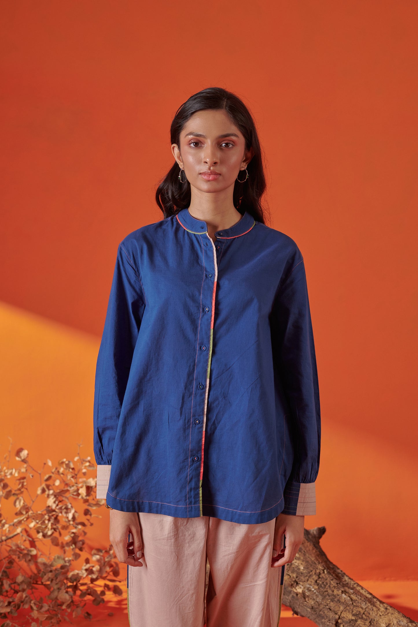 Theo Blue Rounded Hem Shirt