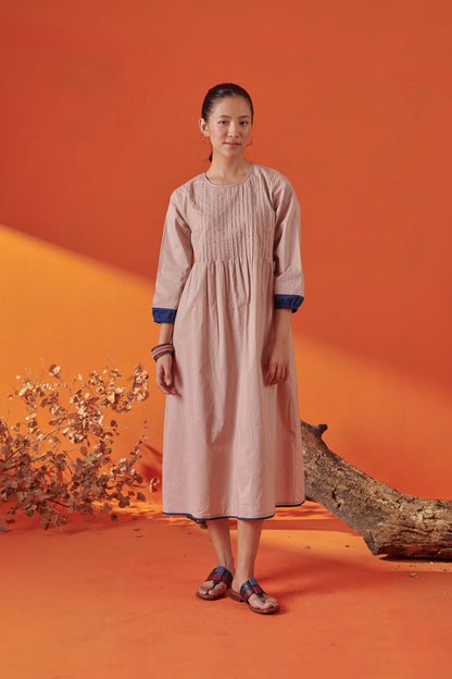 Eclat Beige Pintuck Dress