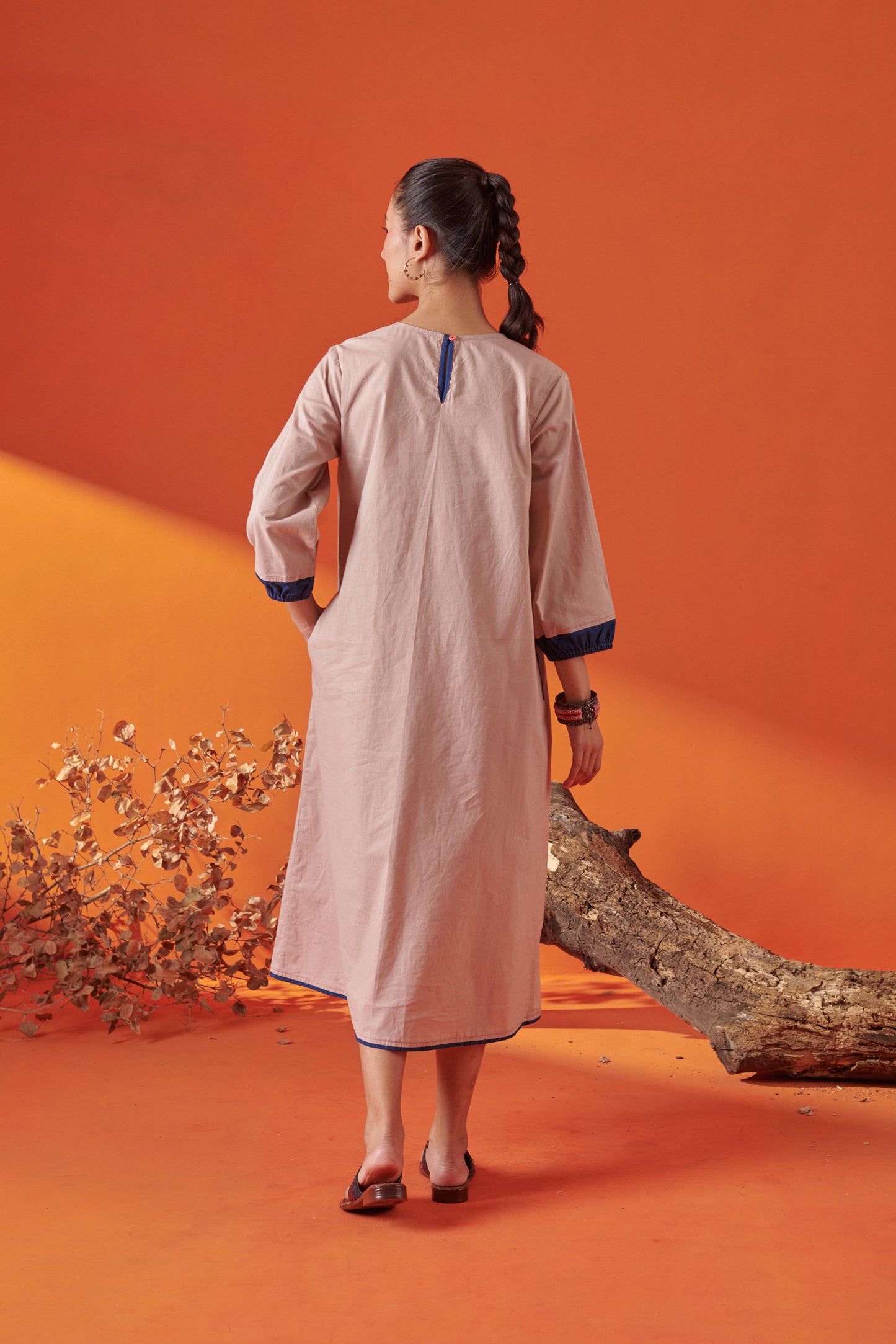 Eclat Beige Pintuck Dress