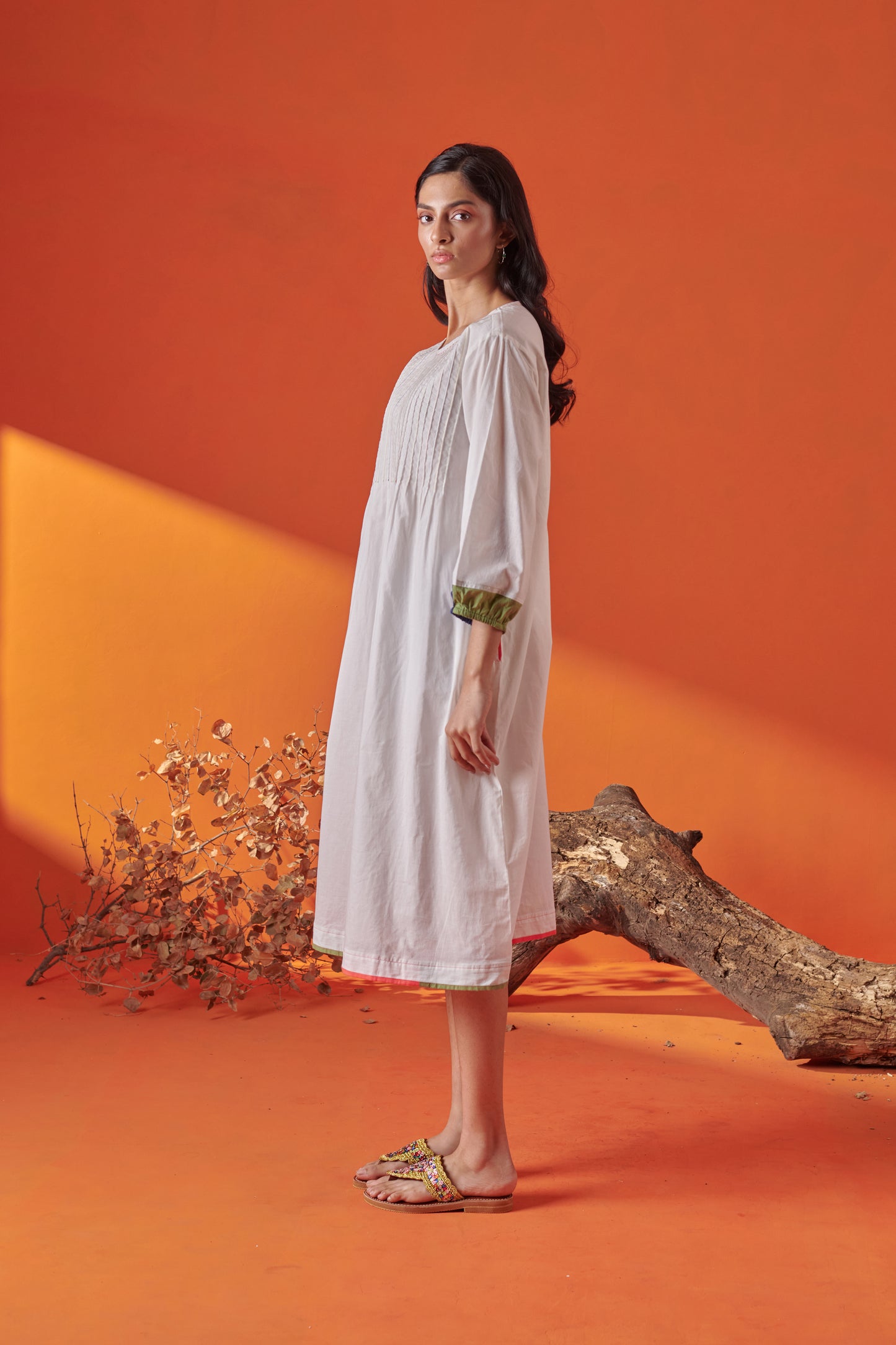 Eclat White Pintuck Dress