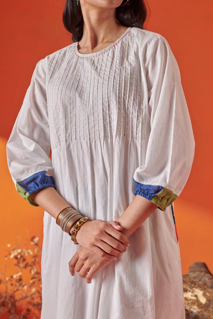 Eclat White Pintuck Dress