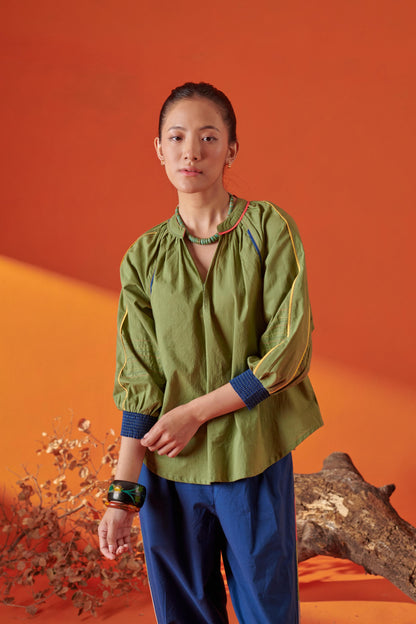 Plush Green Raglan Sleeve Top