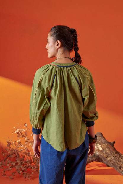 Plush Green Raglan Sleeve Top