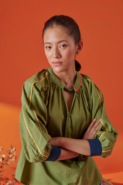 Plush Green Raglan Sleeve Top