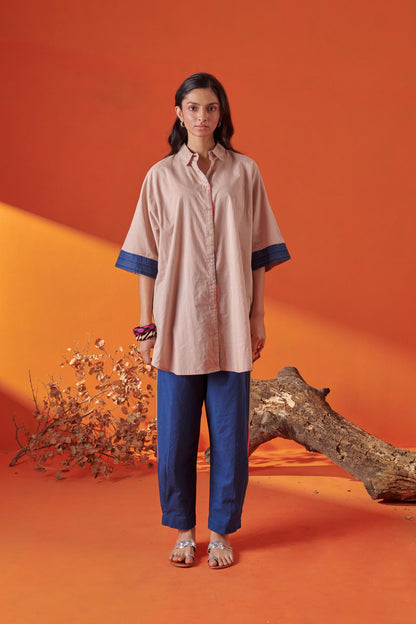 Arlo Beige Drop Shoulder Long Shirt