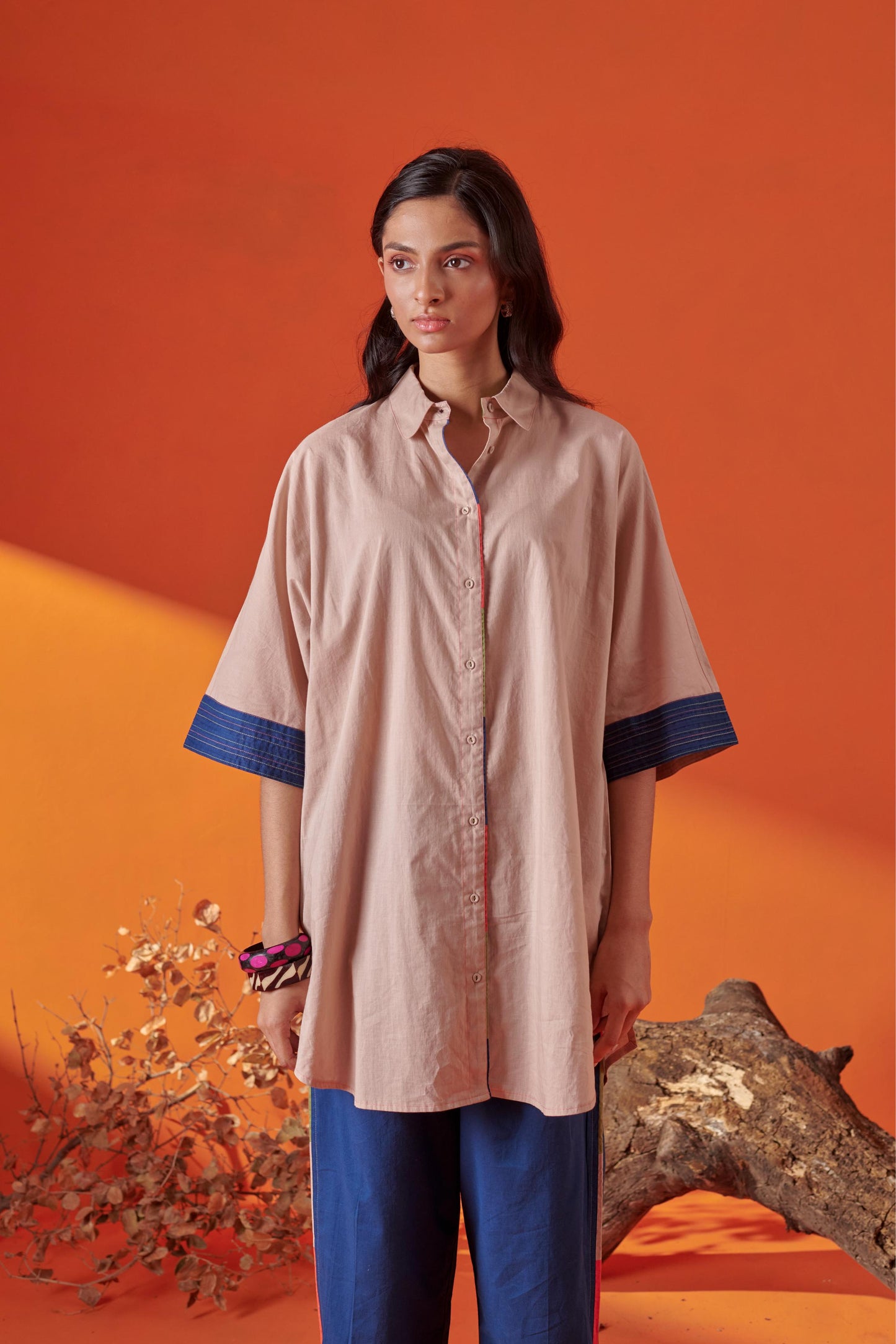 Arlo Beige Drop Shoulder Long Shirt