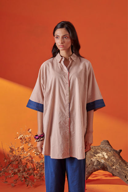 Arlo Beige Drop Shoulder Long Shirt