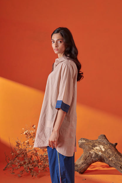 Arlo Beige Drop Shoulder Long Shirt