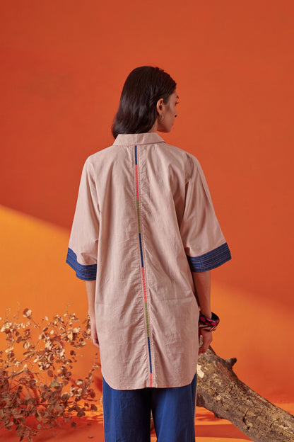 Arlo Beige Drop Shoulder Long Shirt