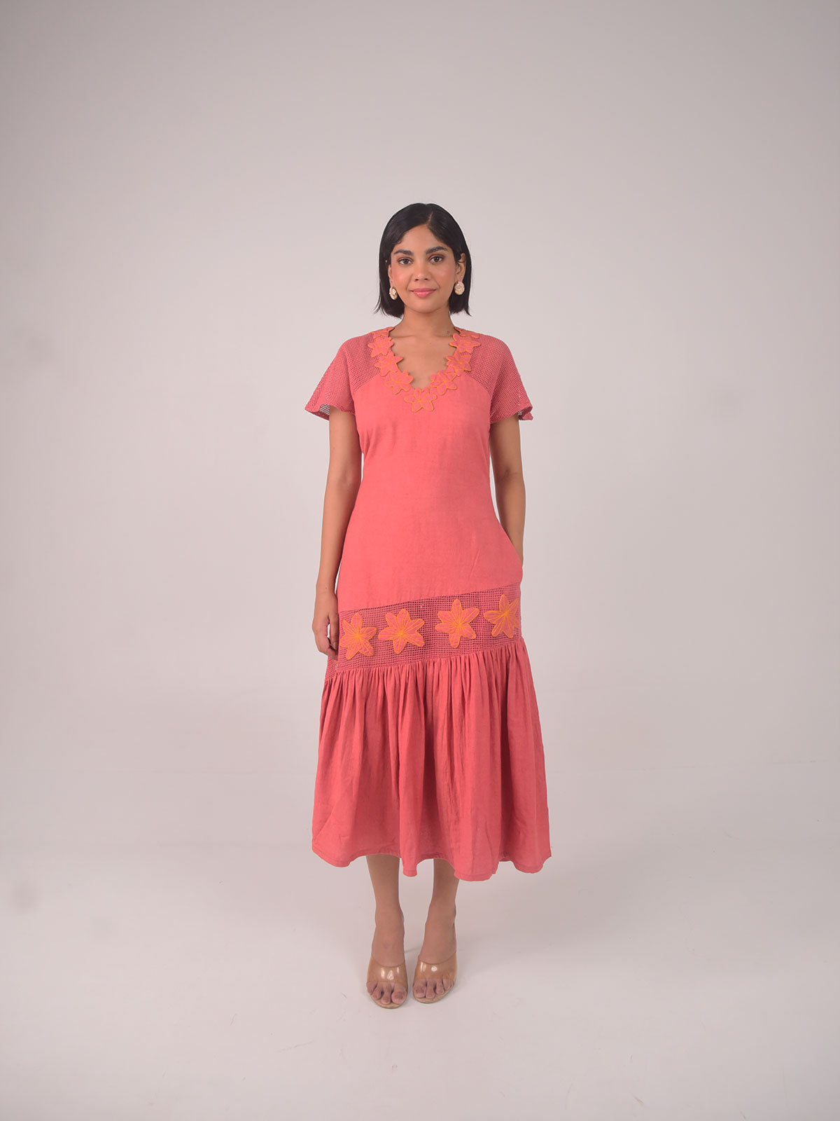 Stacy Embroidered Applique Dress