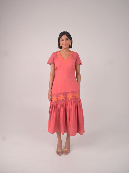 Stacy Embroidered Applique Dress