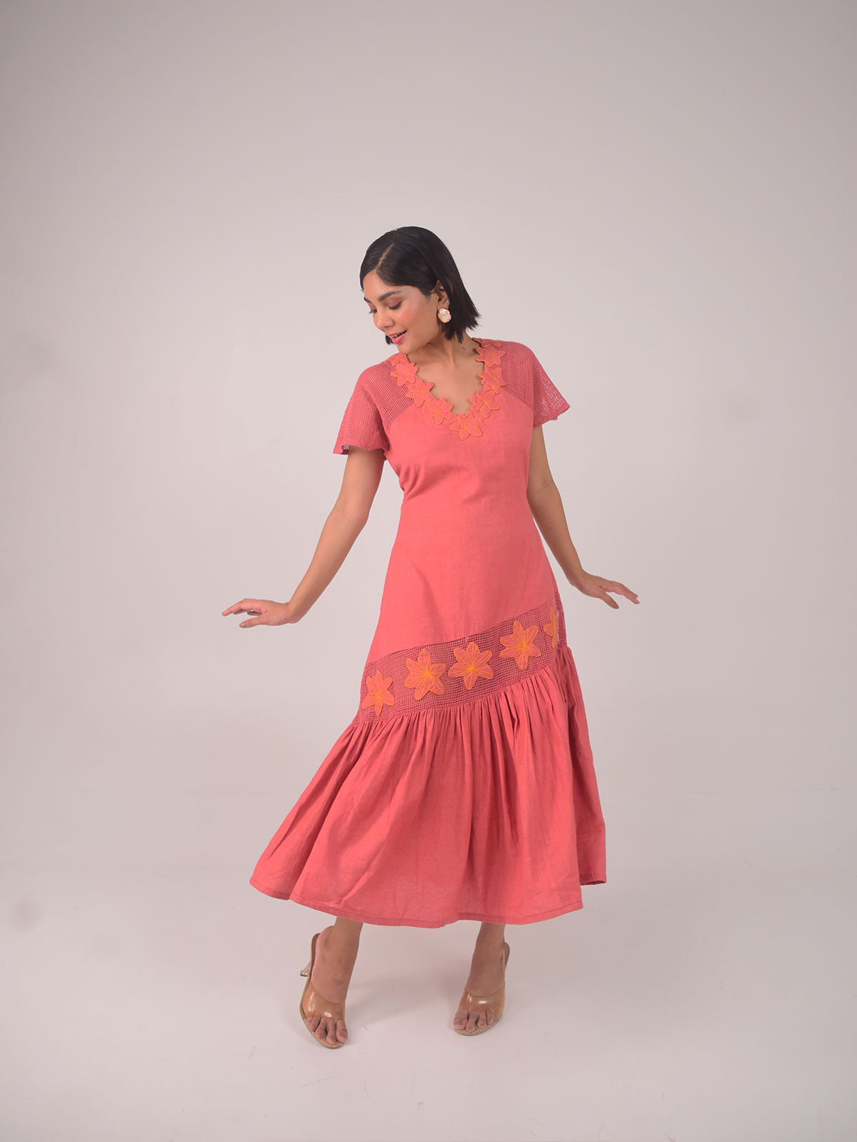 Stacy Embroidered Applique Dress