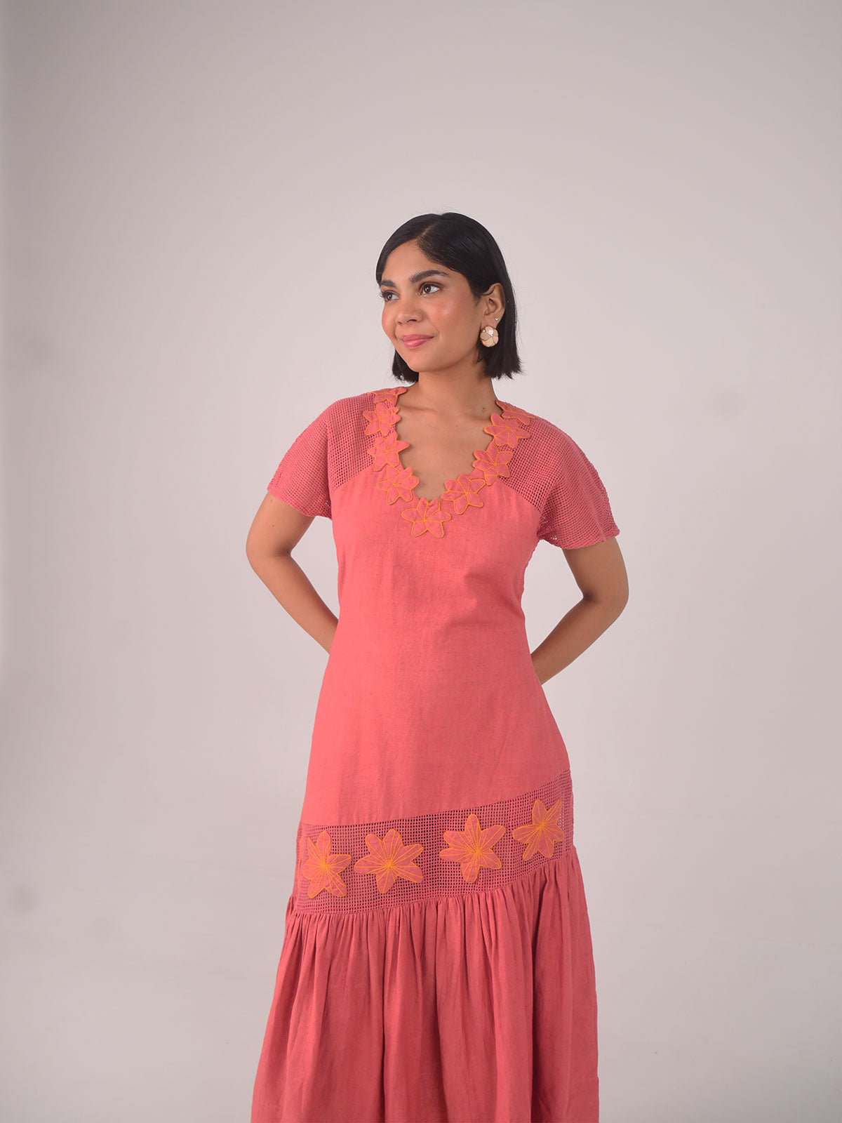 Stacy Embroidered Applique Dress