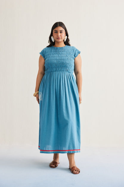 The Azure Handwoven Kala Cotton Maxi Dress