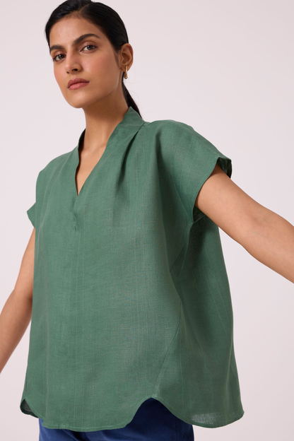 Orion Green Linen Top