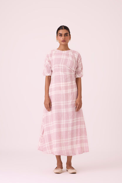 Pine Checkered Handwoven Dress