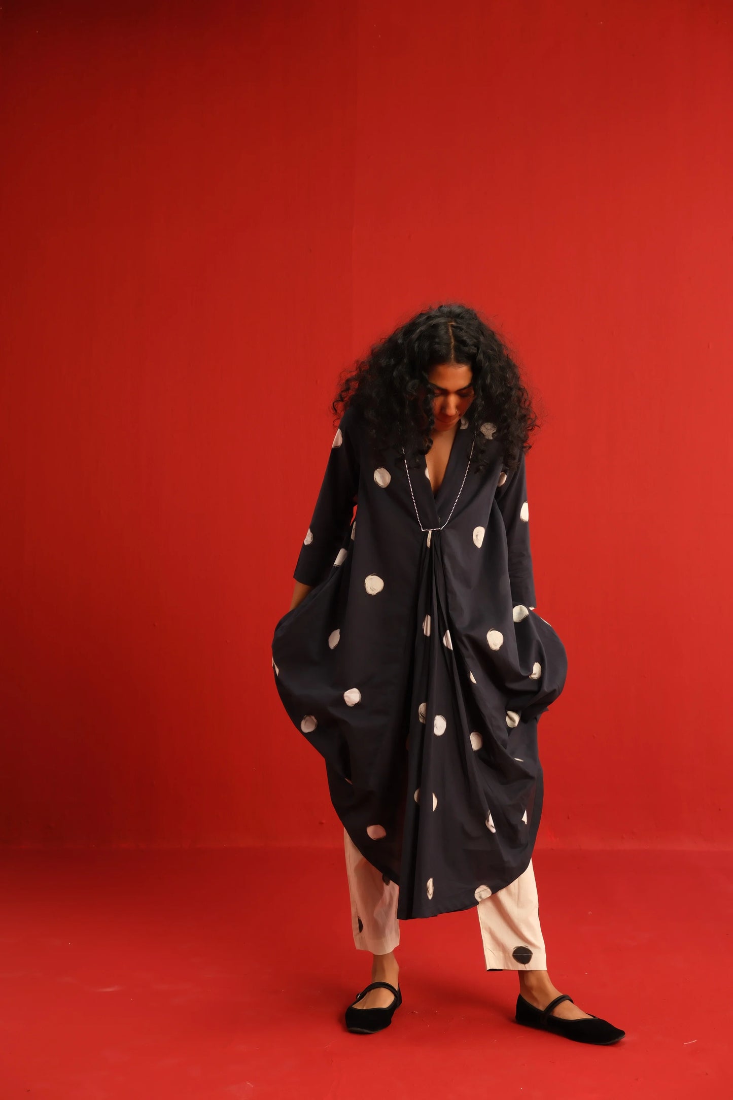 Polka A-line Kurta Set