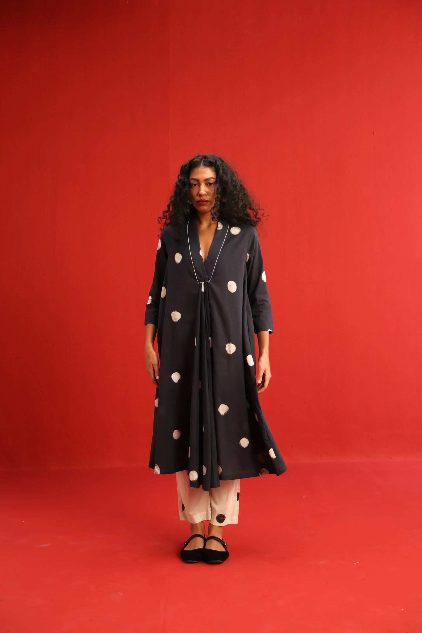 Polka A-line Kurta Set