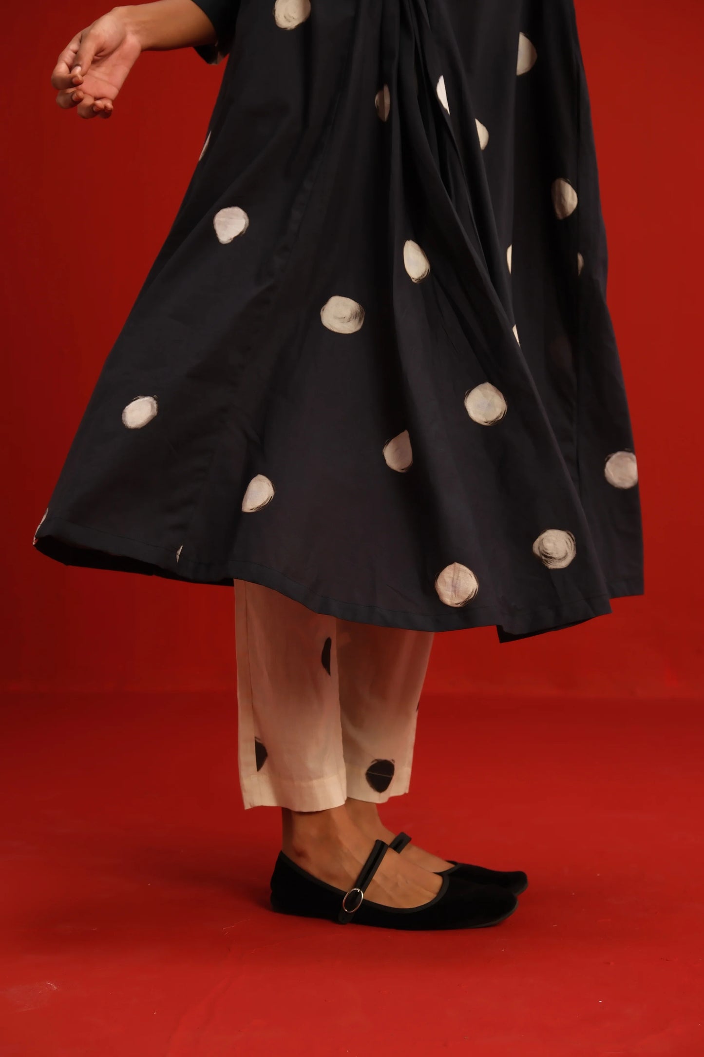 Polka A-line Kurta Set