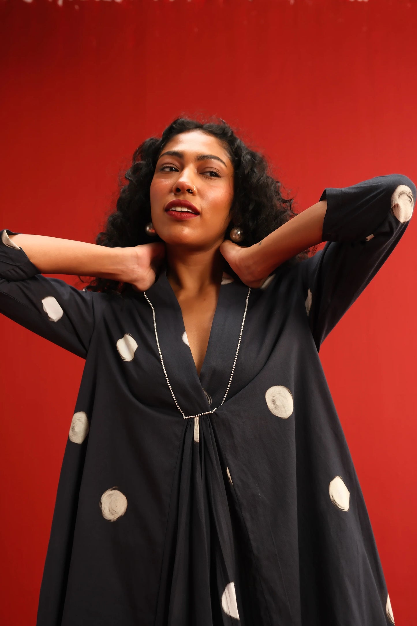 Polka A-line Kurta Set