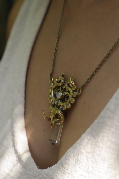 Rising Dragon Clear Quartz Necklace