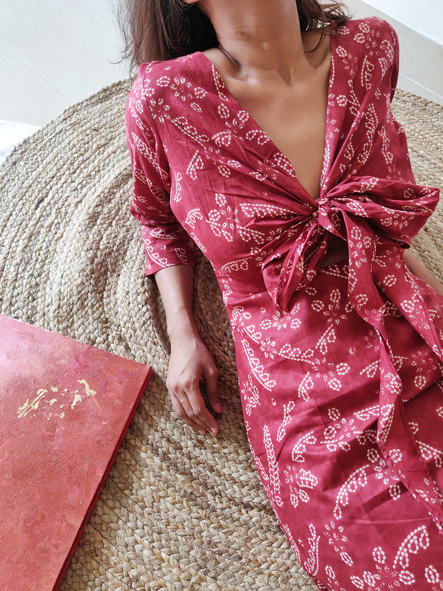 Plum Tie-up Dress - WhySoBlue