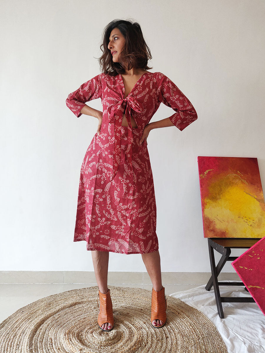 Plum Tie-up Dress - WhySoBlue