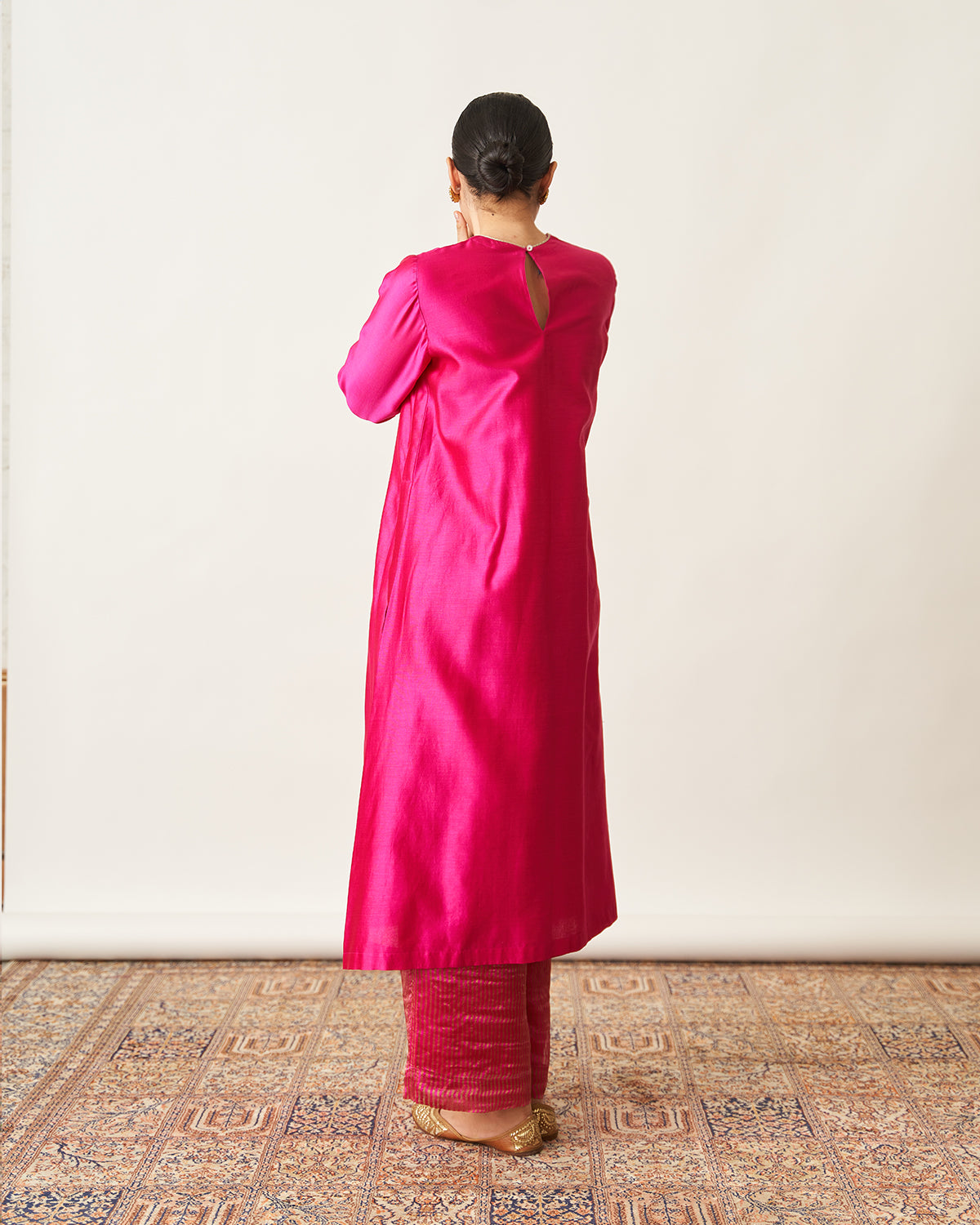 The Rani Pink Silk Chanderi Set