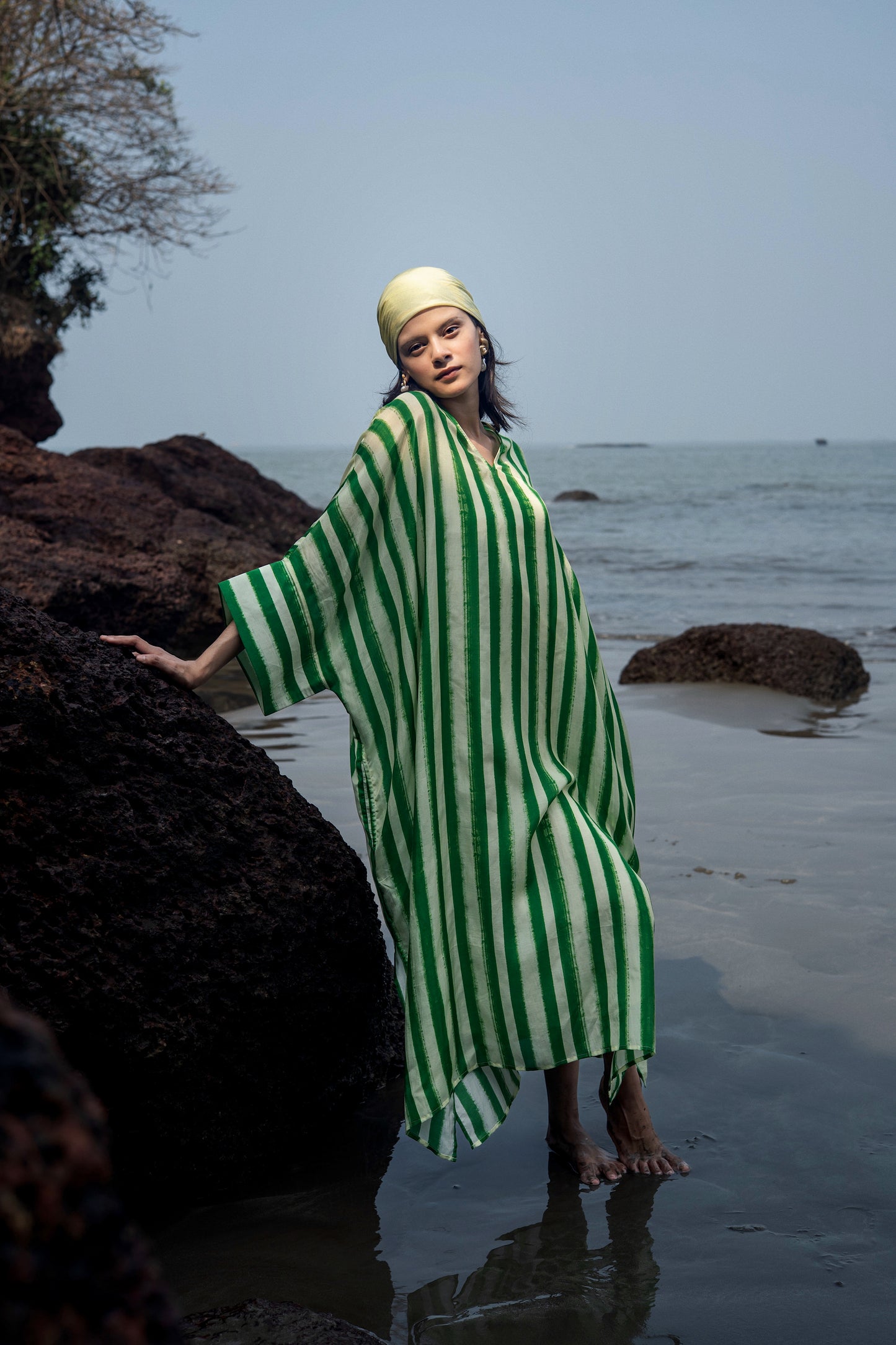 Angela Stripe Kaftan (Green Stripes)