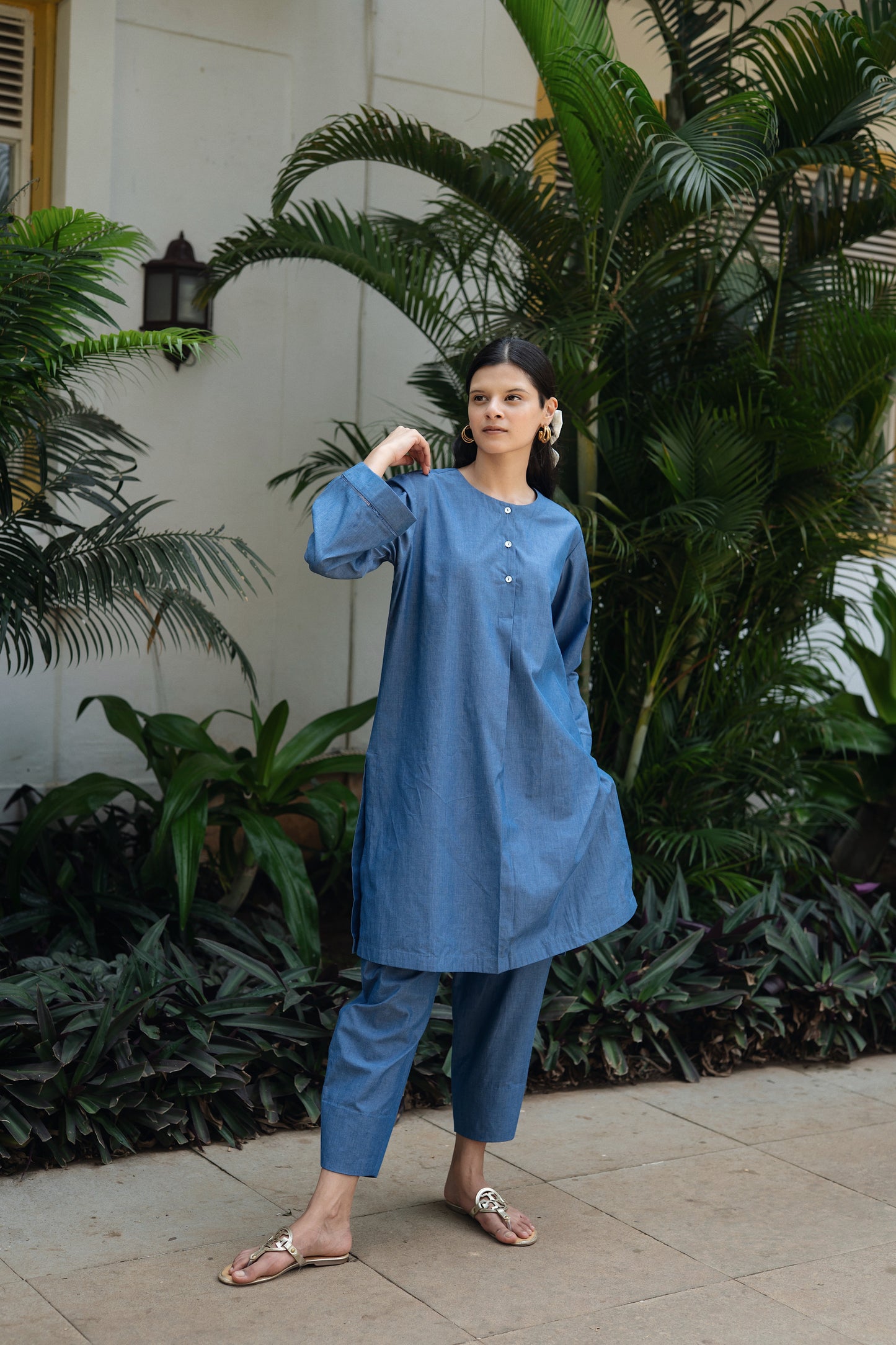 Iris Kurta Set (Denim Blue)