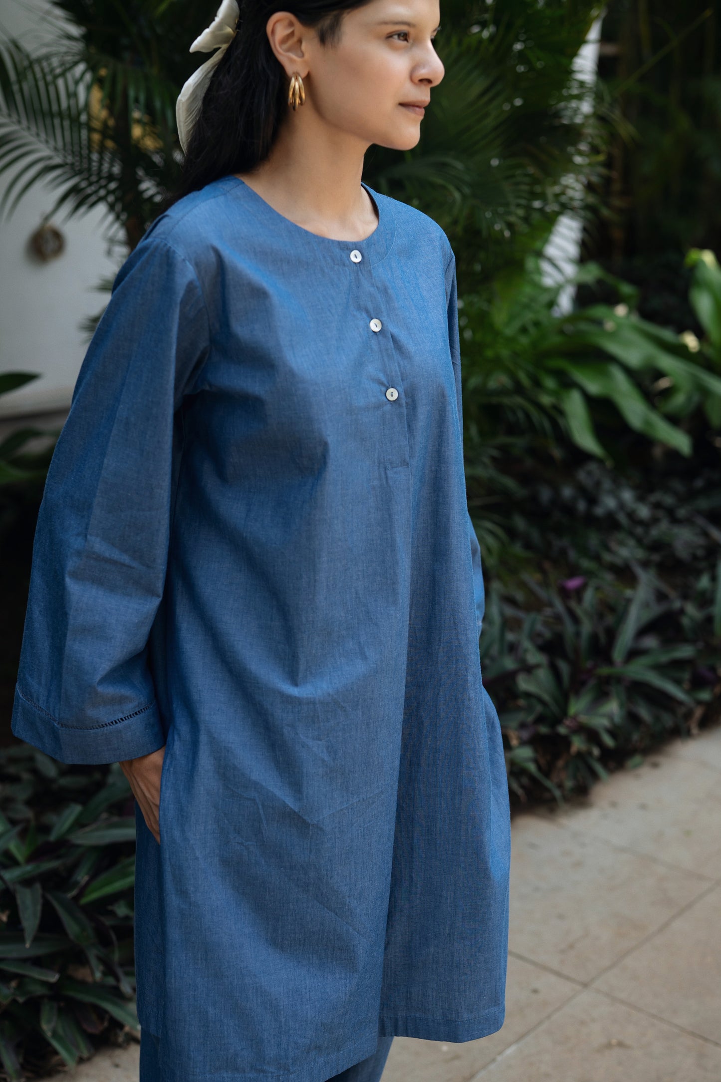 Iris Kurta Set (Denim Blue)