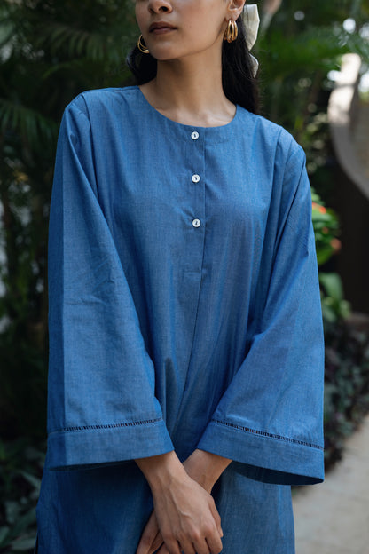 Iris Kurta Set (Denim Blue)