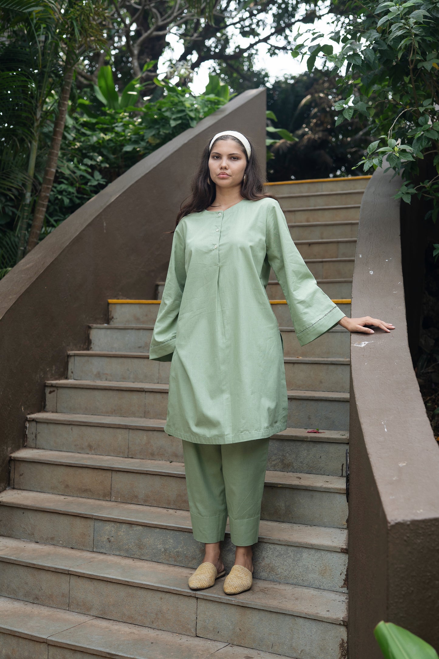 Iris Kurta Set (Olive Green)