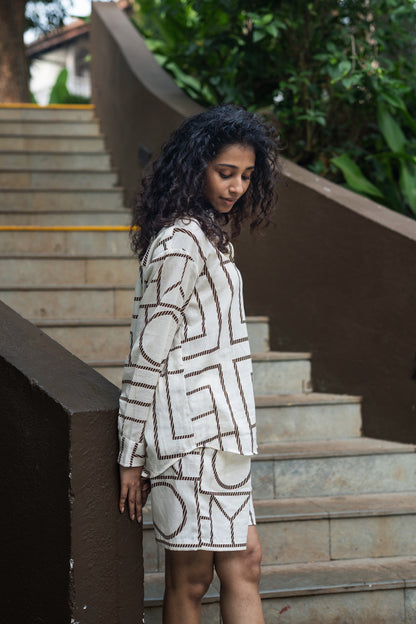 Diana Set (Cream & Brown)