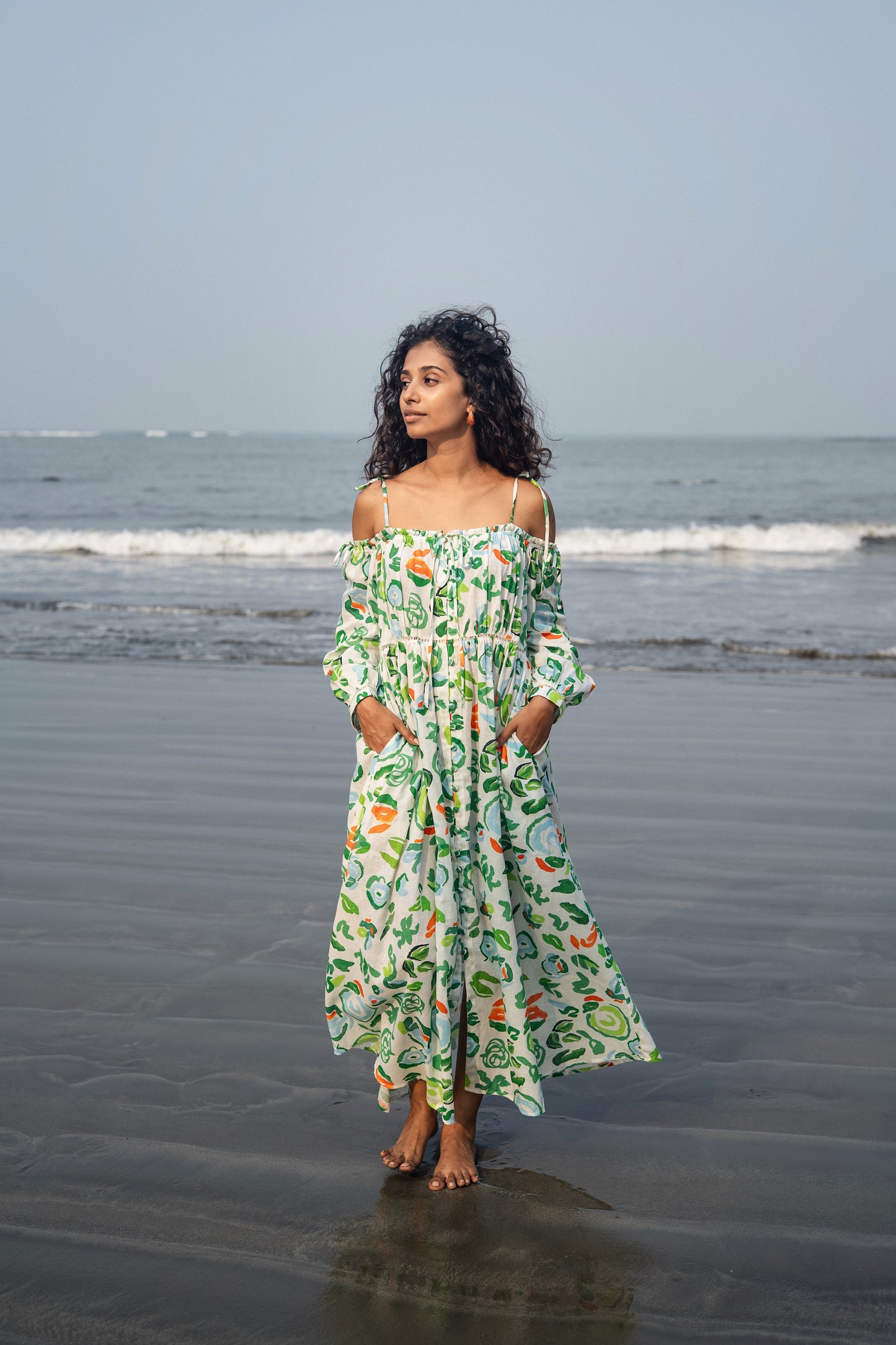 Zoe Dress (Green & White)