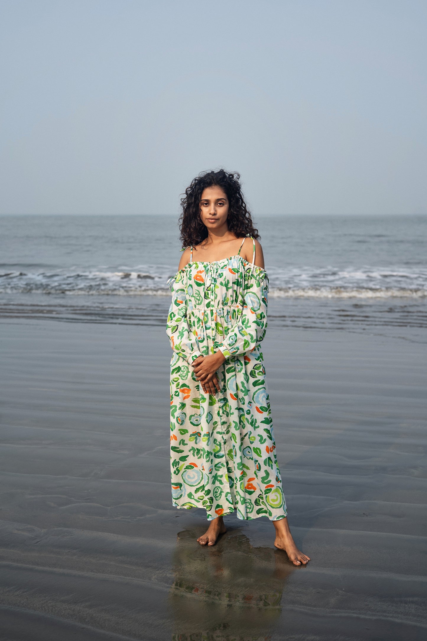 Zoe Dress (Green & White)