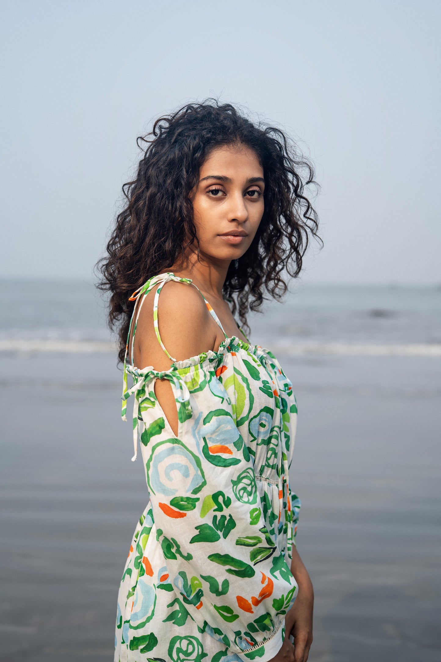 Zoe Dress (Green & White)