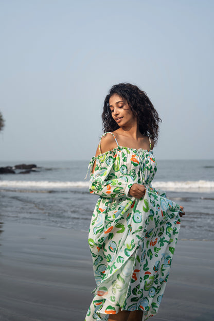 Zoe Dress (Green & White)