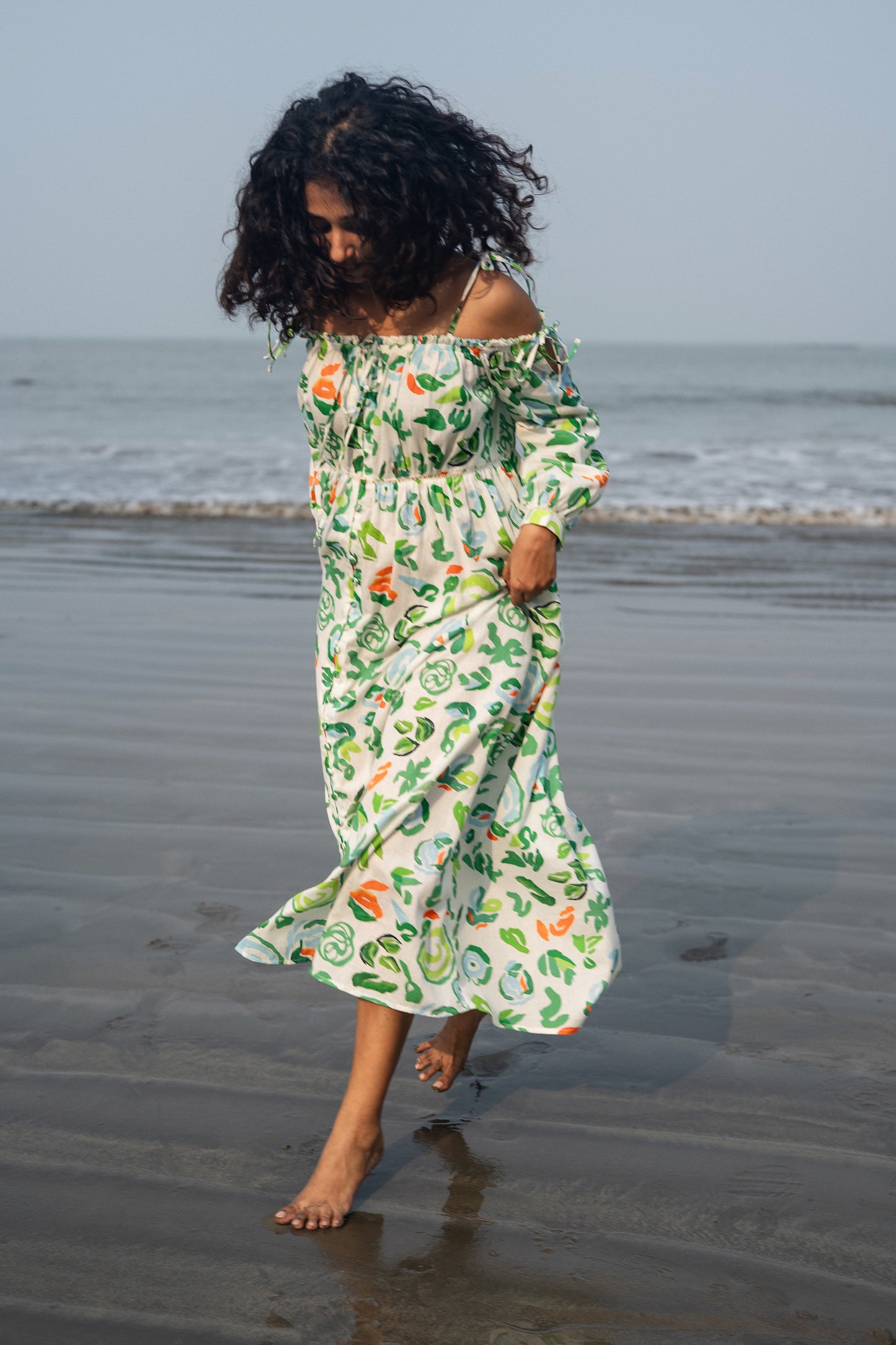 Zoe Dress (Green & White)